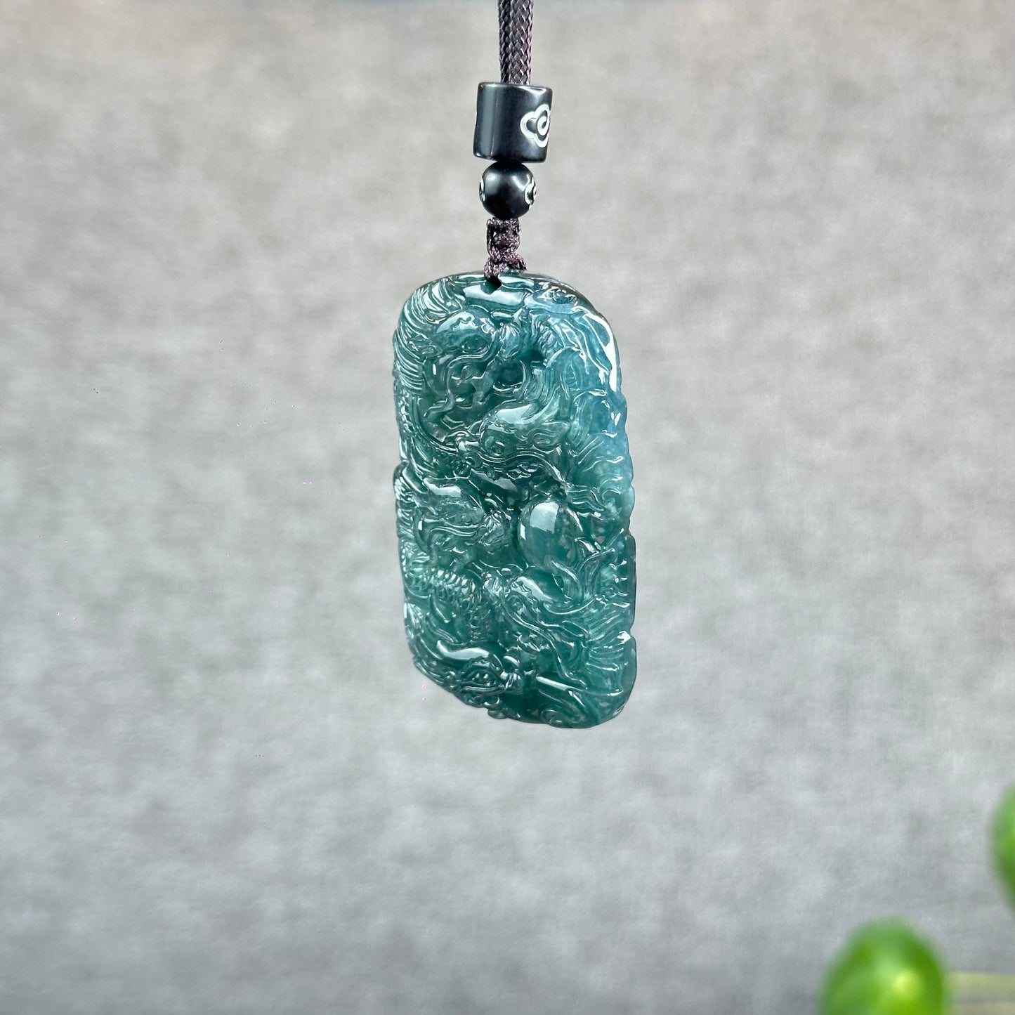 Natural Water Green Type A Jadeite Jade Dragon Pendant