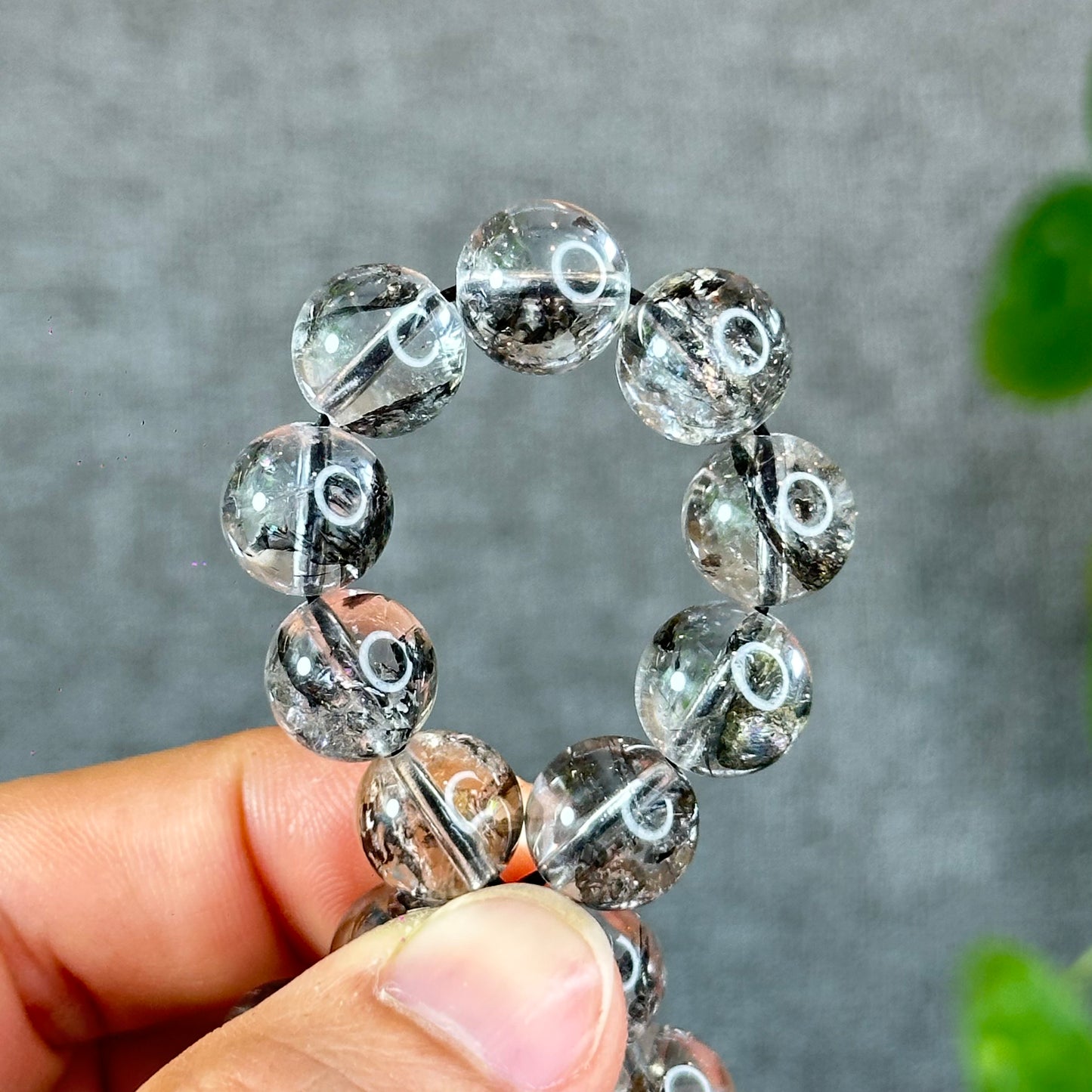 Bracelet Herkimer Noir Clair Taille 11 mm