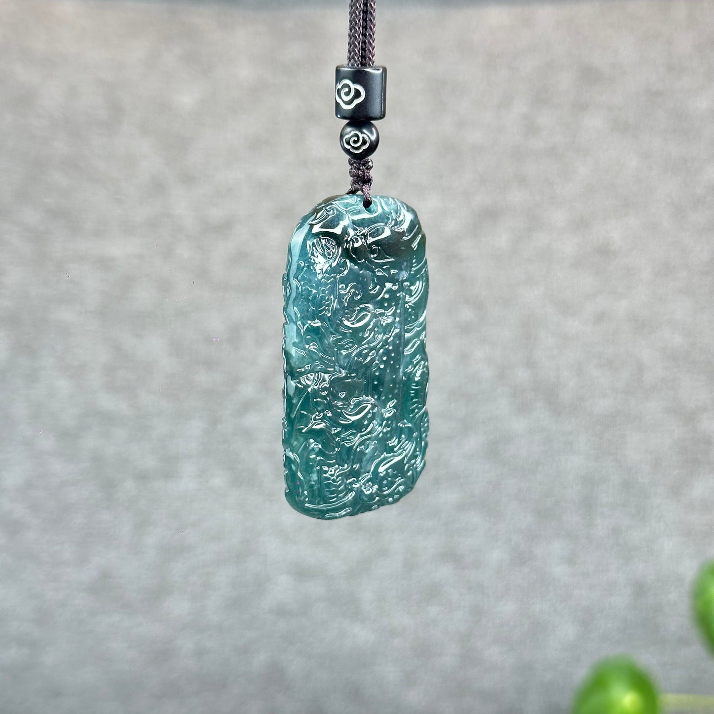 Natural Water Green Type A Jadeite Jade Dragon Pendant