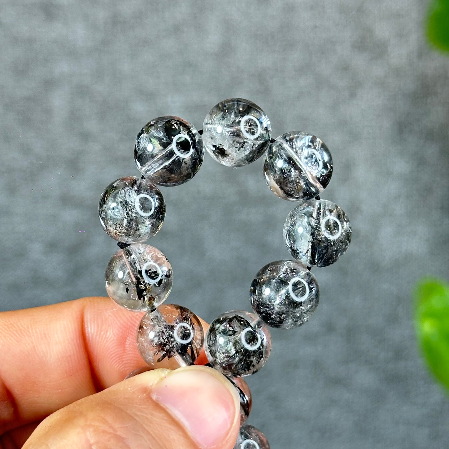 Bracelet Herkimer Noir Clair Taille 11 mm