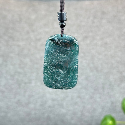 Natural Water Green Type A Jadeite Jade Dragon Pendant