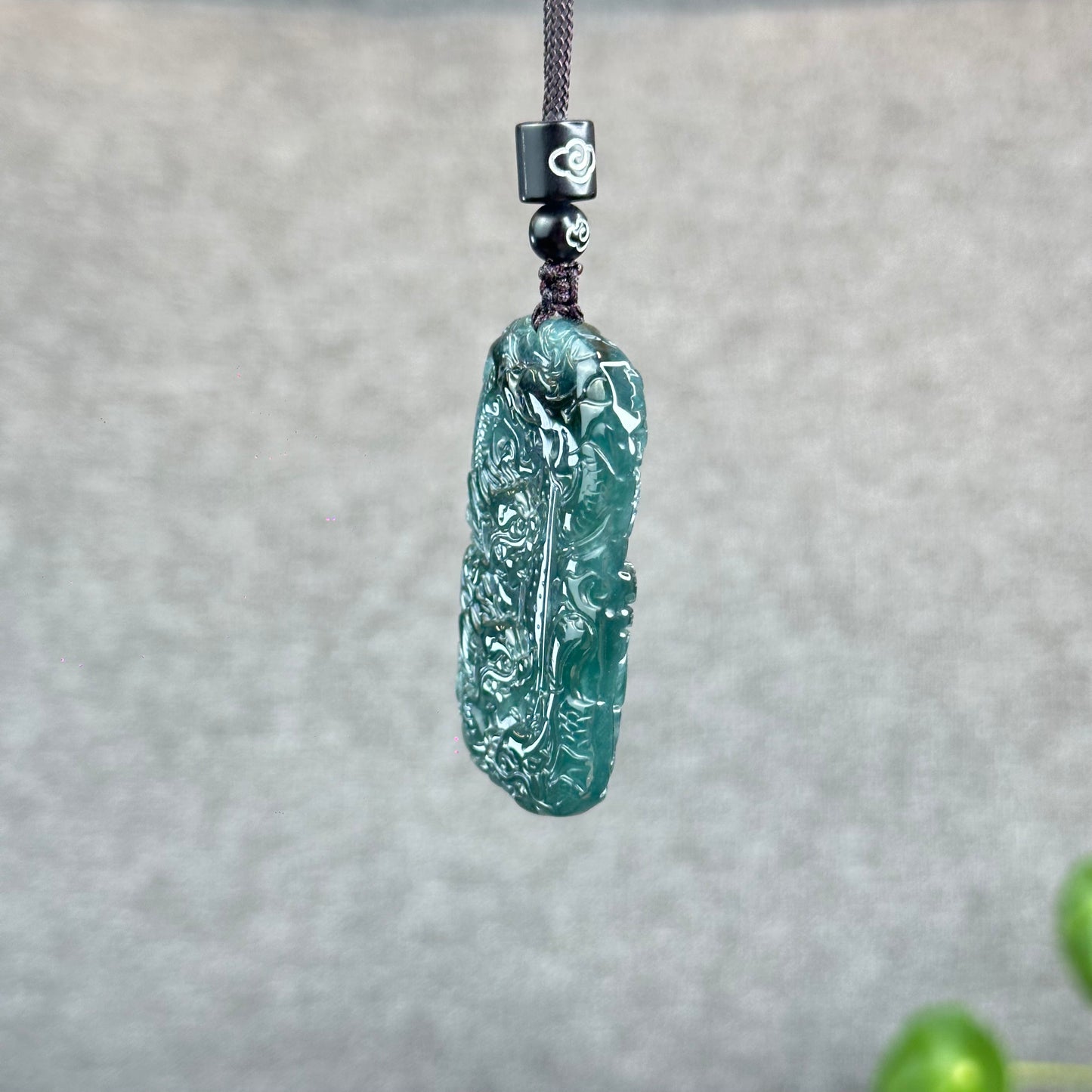 Natural Water Green Type A Jadeite Jade Dragon Pendant