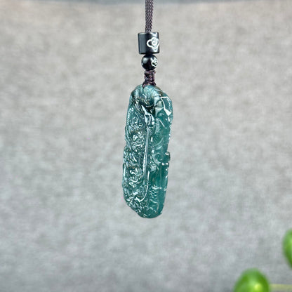 Natural Water Green Type A Jadeite Jade Dragon Pendant