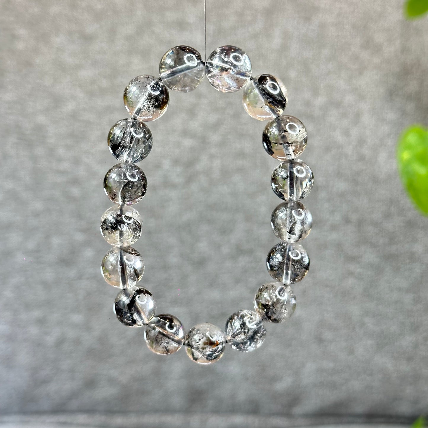 Bracelet Herkimer Noir Clair Taille 12 mm