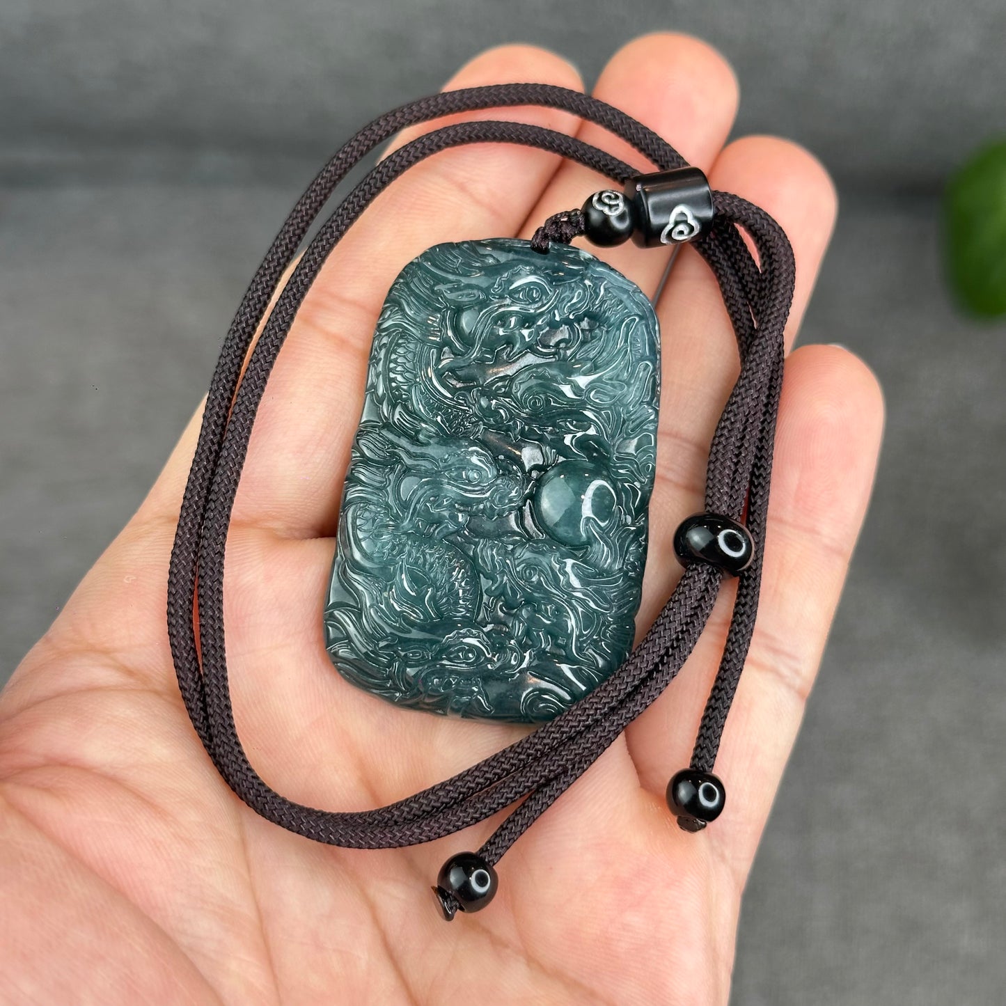 Natural Water Green Type A Jadeite Jade Dragon Pendant