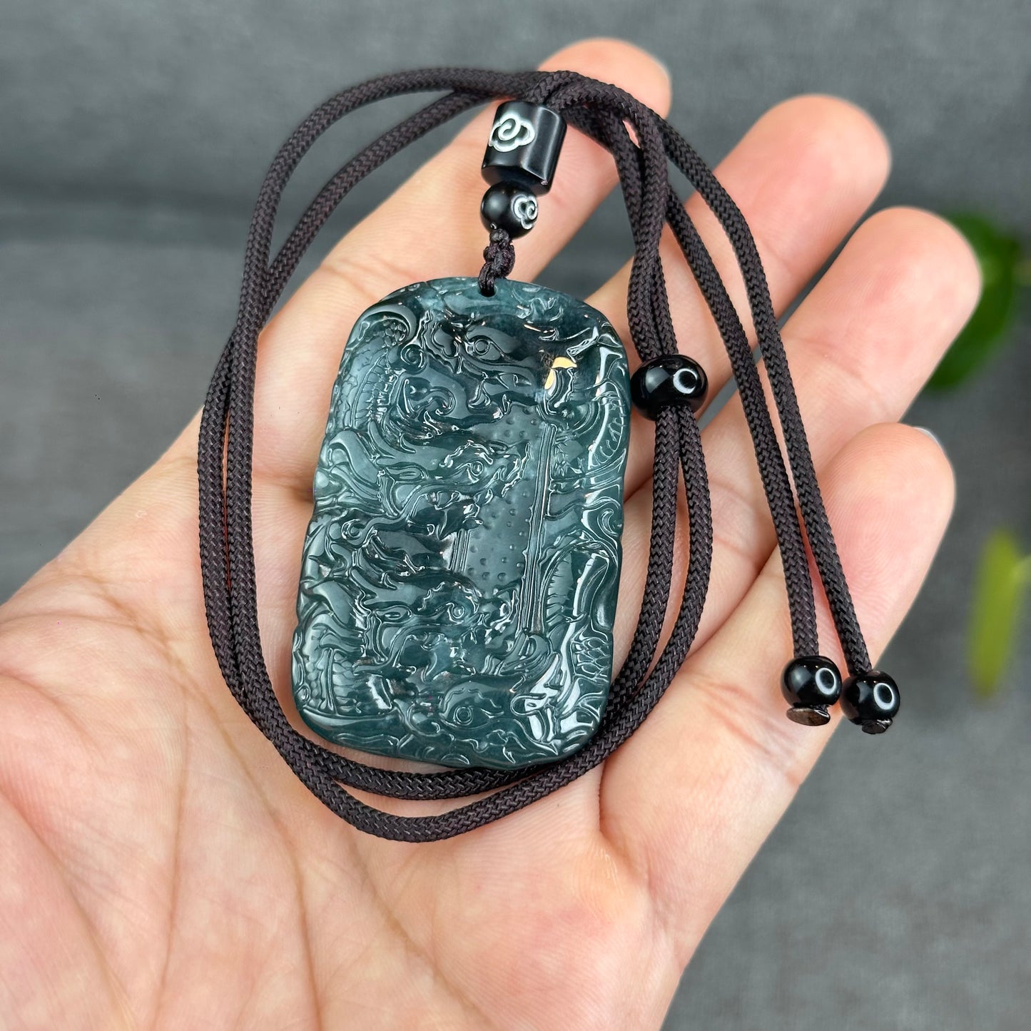 Natural Water Green Type A Jadeite Jade Dragon Pendant
