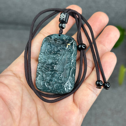 Natural Water Green Type A Jadeite Jade Dragon Pendant