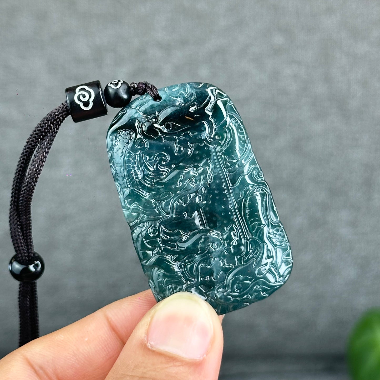 Natural Water Green Type A Jadeite Jade Dragon Pendant