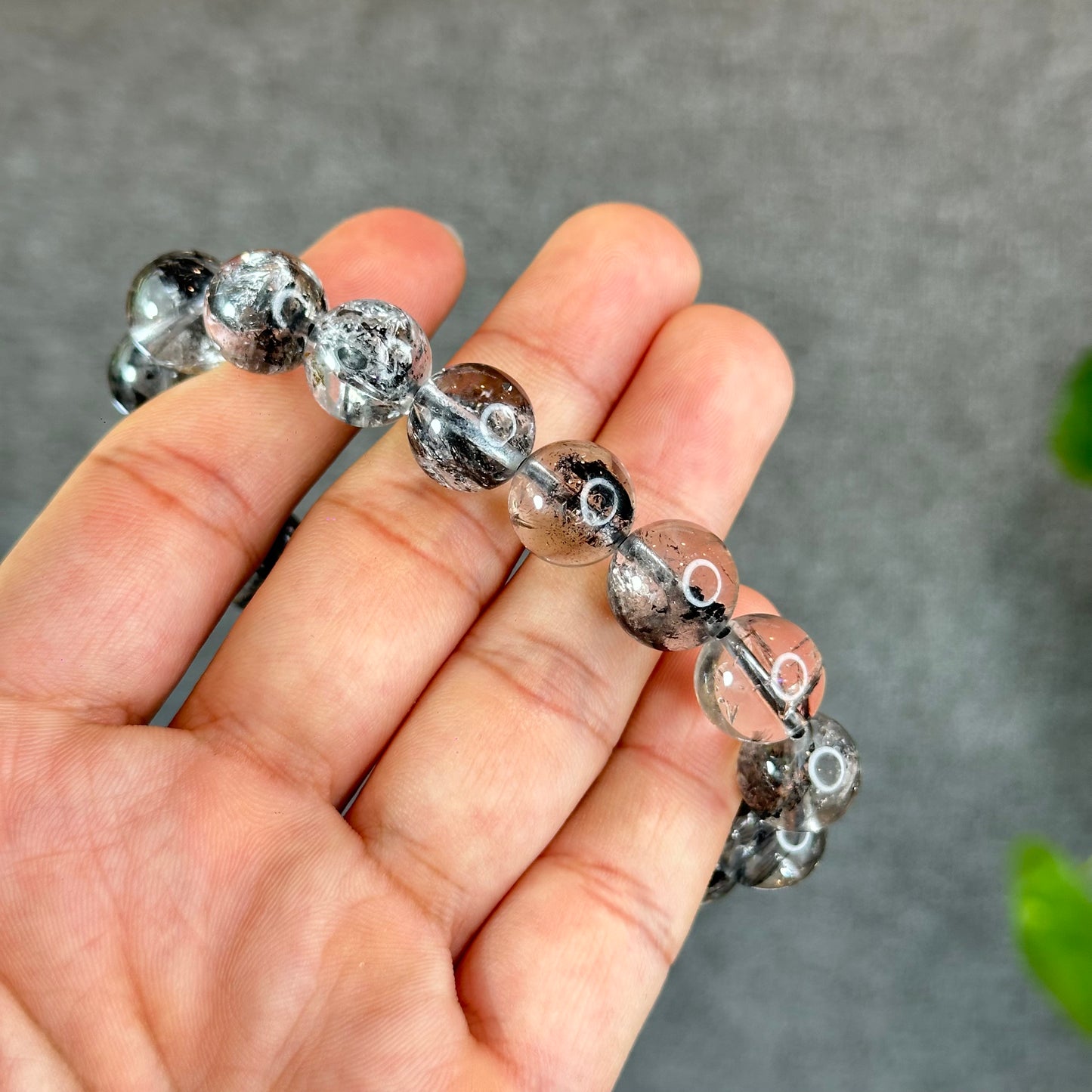 Bracelet Herkimer Noir Clair Taille 12 mm