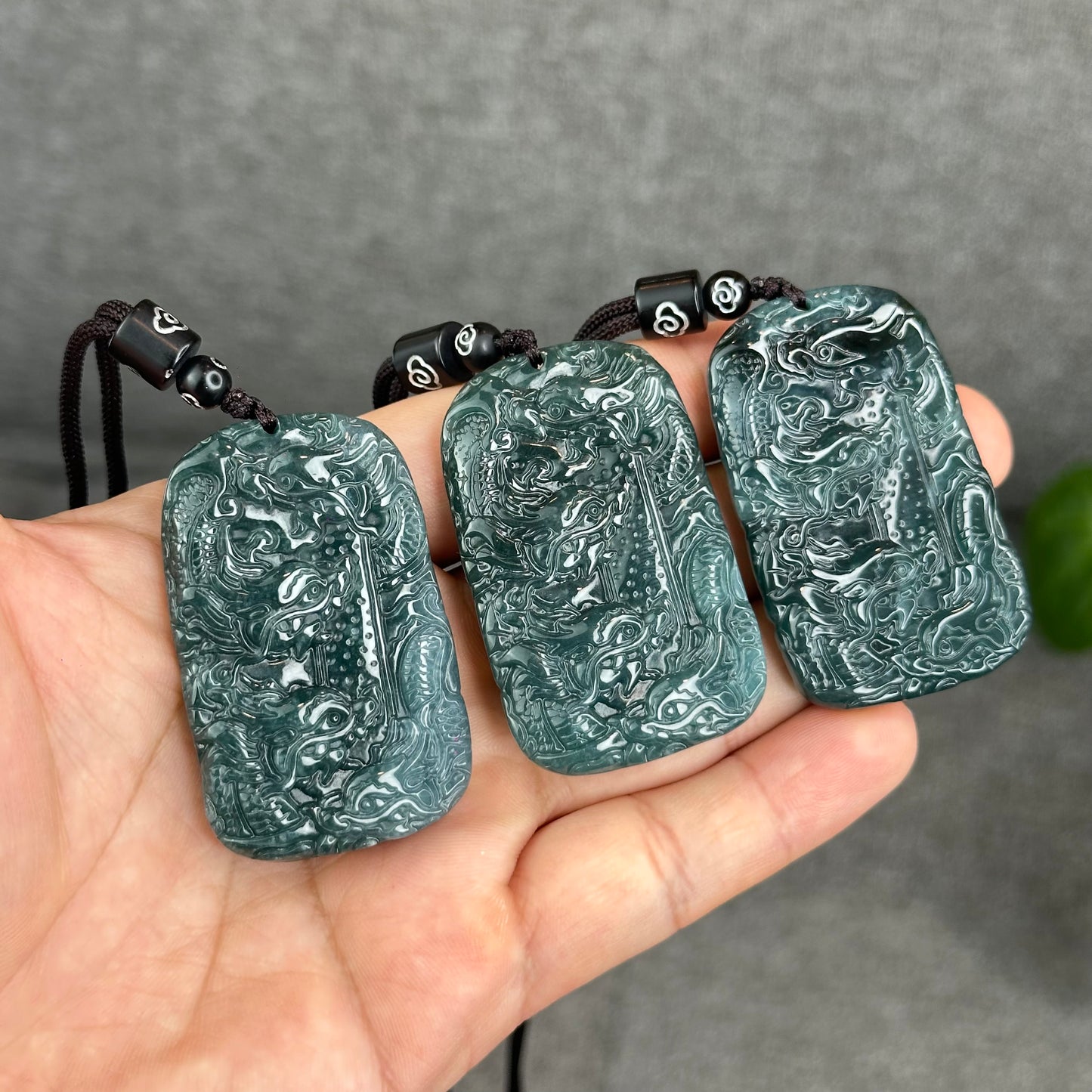 Natural Water Green Type A Jadeite Jade Dragon Pendant