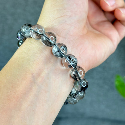 Bracelet Herkimer Noir Clair Taille 12 mm