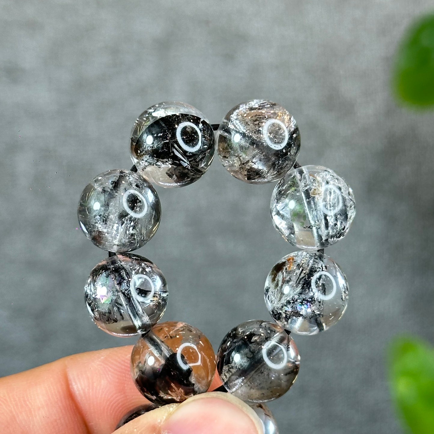 Bracelet Herkimer Noir Clair Taille 12 mm