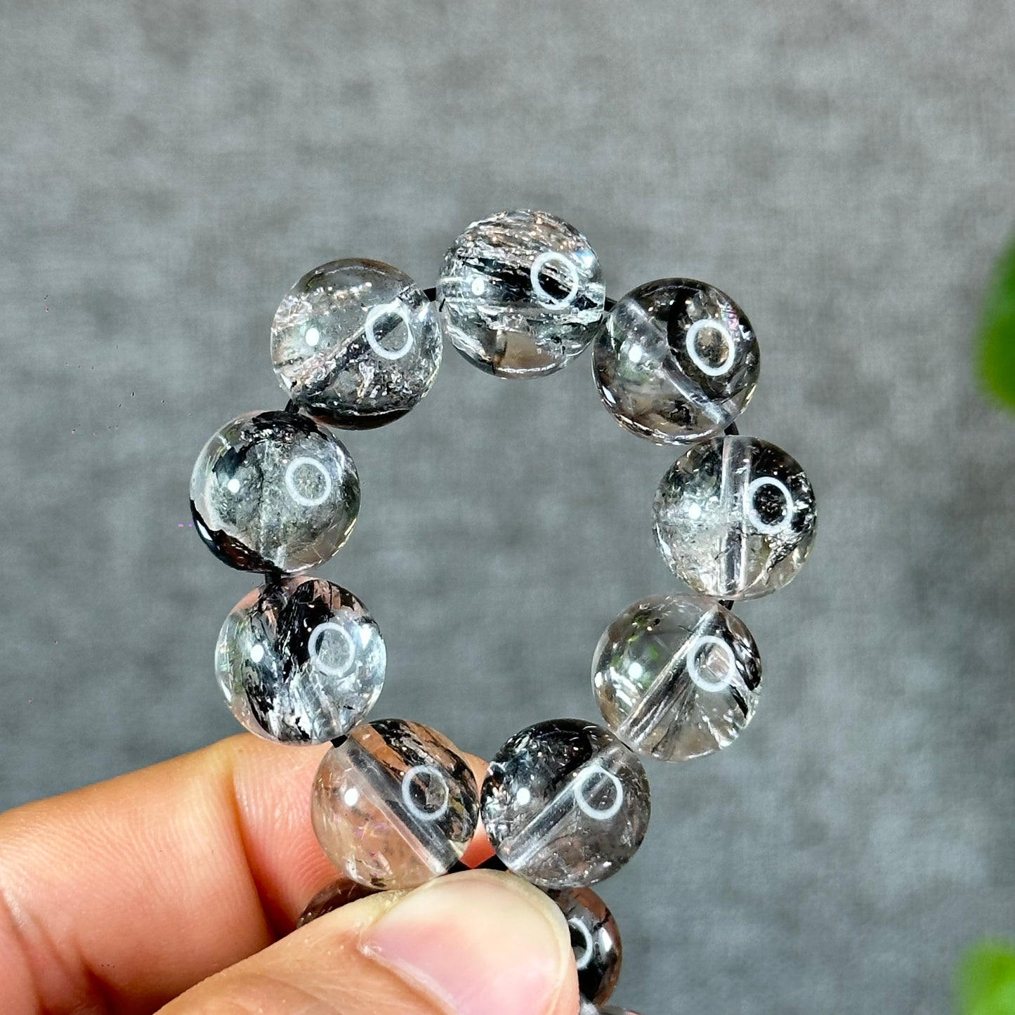Bracelet Herkimer Noir Clair Taille 12 mm
