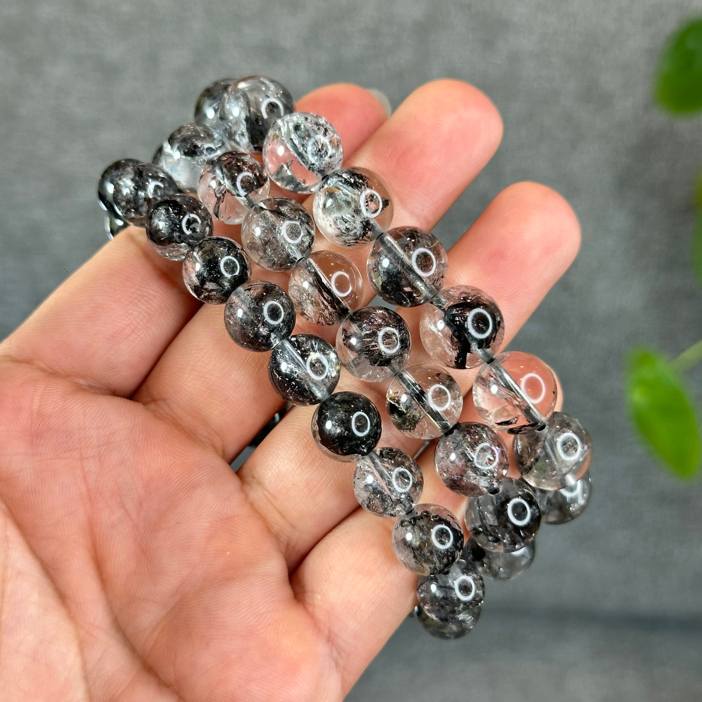 Bracelet Herkimer Noir Clair Taille 11 mm