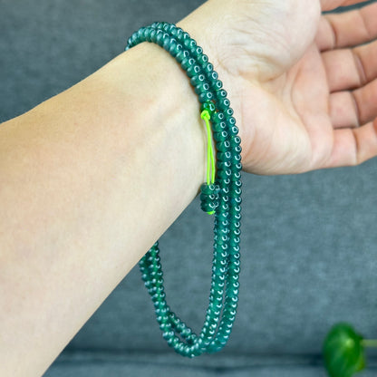 Natural Translucent Water Green Type A Jadeite Jade Necklace Chicklet Style Size 5.5 mm