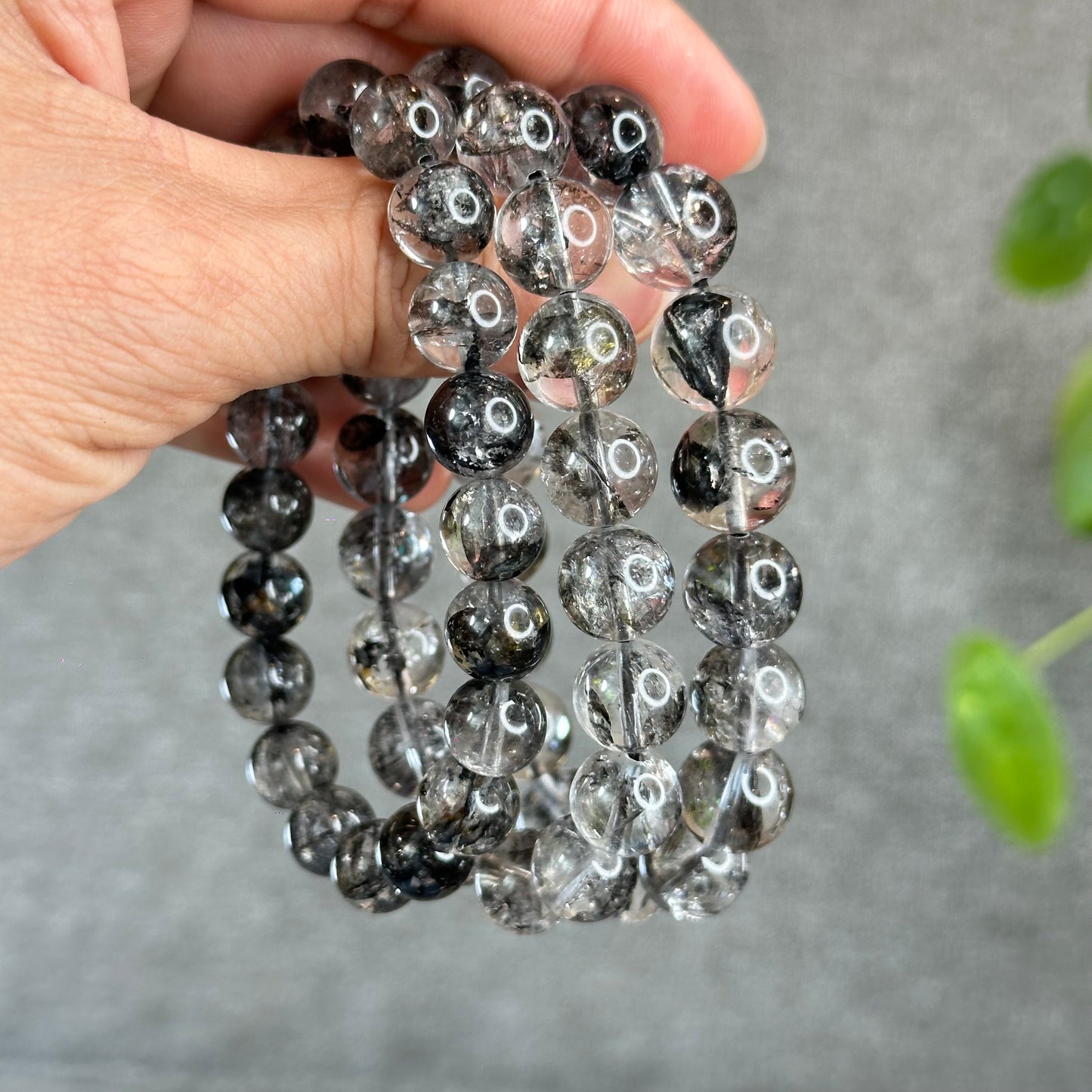 Bracelet Herkimer Noir Clair Taille 12 mm
