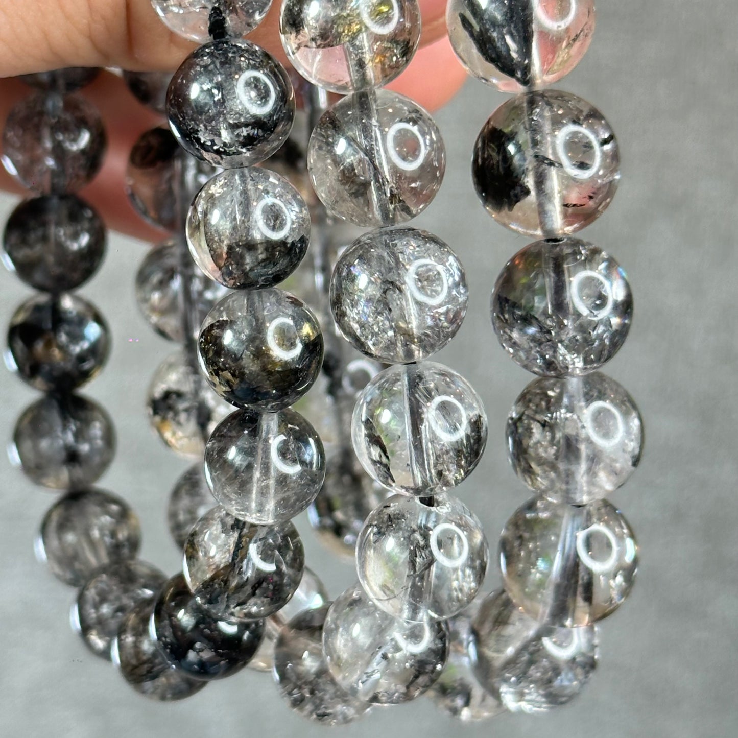 Bracelet Herkimer Noir Clair Taille 12 mm
