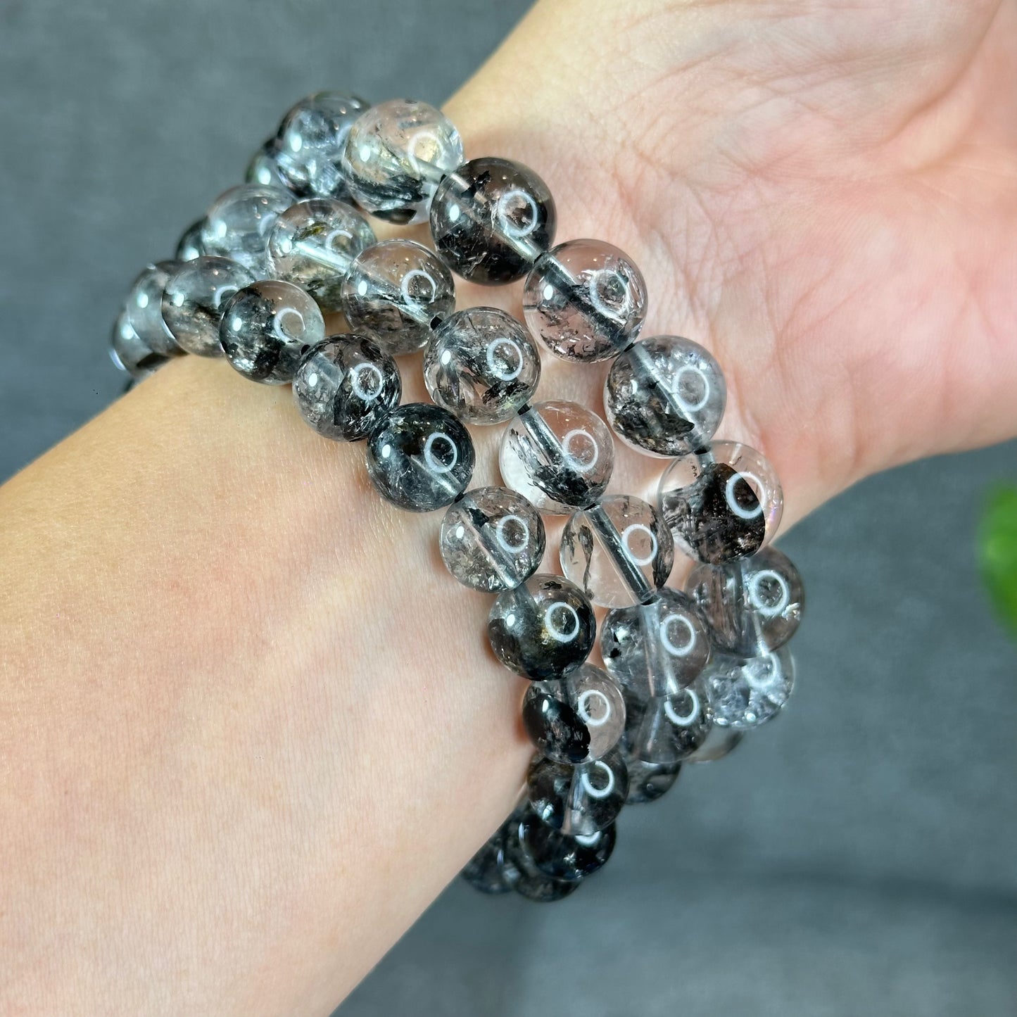 Bracelet Herkimer Noir Clair Taille 11 mm