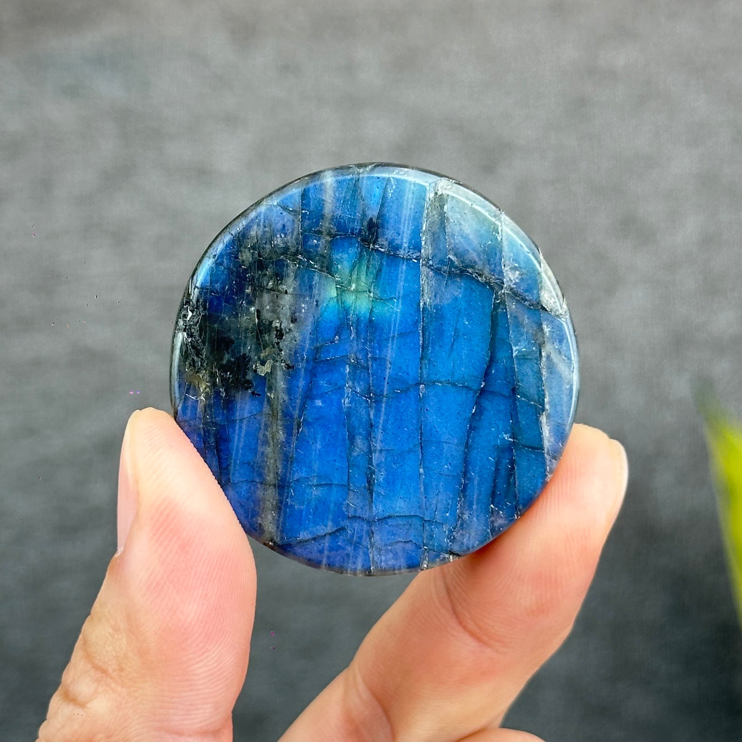 Natural Labradorite Sun and Moon Disk Figurine