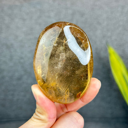 Natural Clear Smokey Quartz VIP Palm Stone