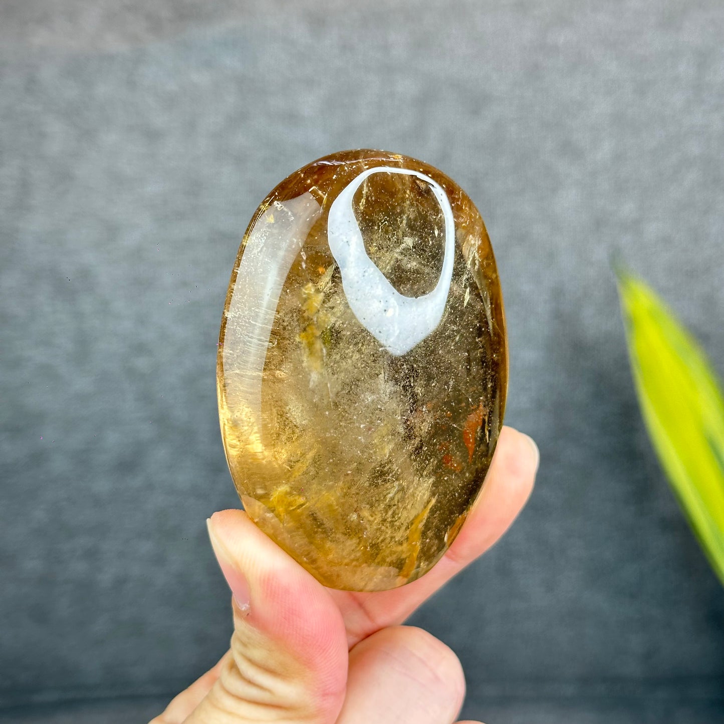 Natural Clear Smokey Quartz VIP Palm Stone