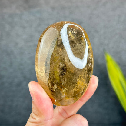 Natural Clear Smokey Quartz VIP Palm Stone