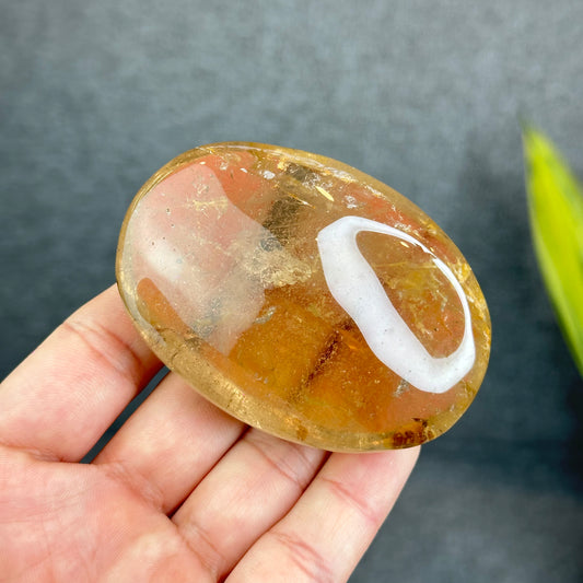 Natural Clear Smokey Quartz VIP Palm Stone