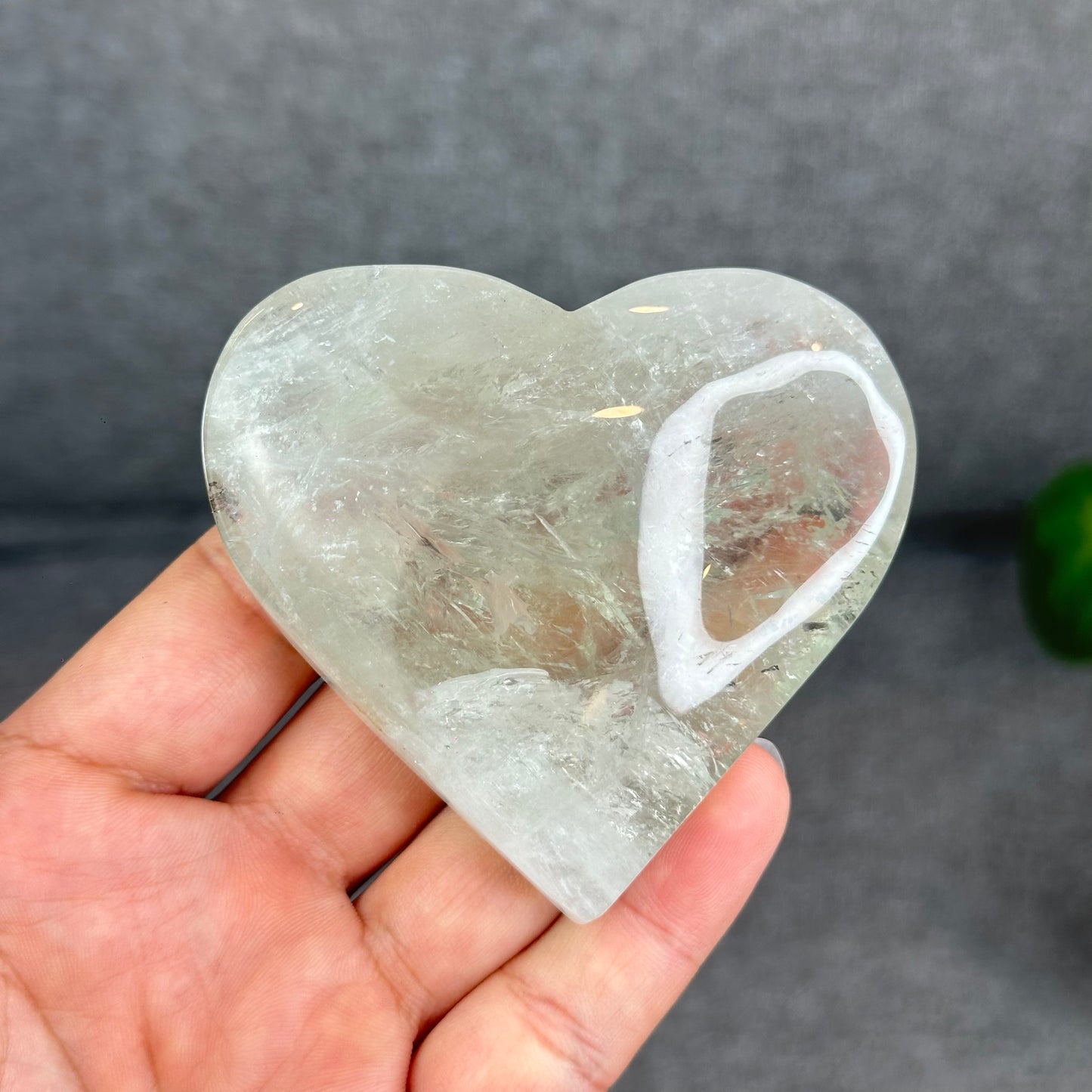 Natural Green Quartz Heart Figurine