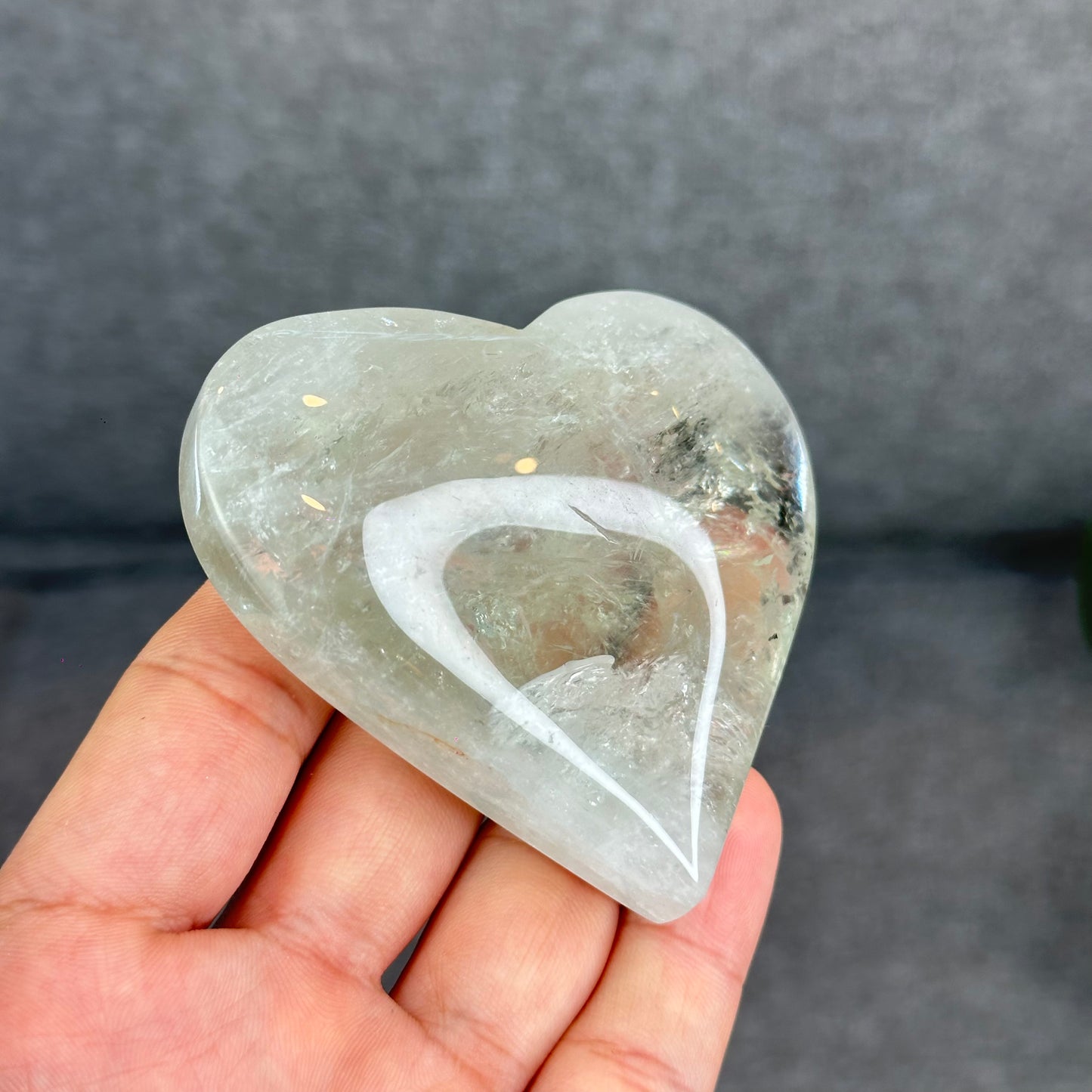 Natural Green Quartz Heart Figurine