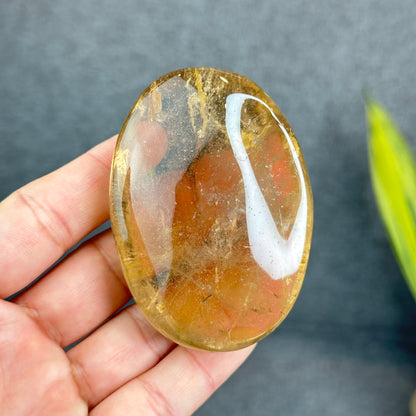 Natural Clear Smokey Quartz VIP Palm Stone