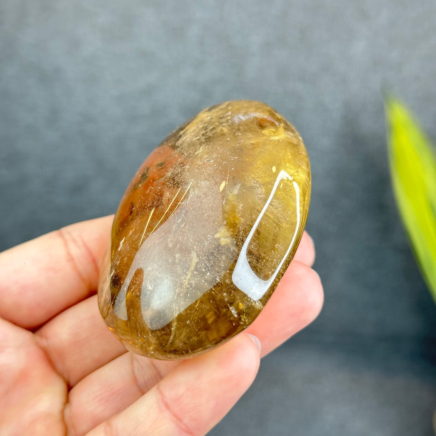 Natural Clear Smokey Quartz VIP Palm Stone