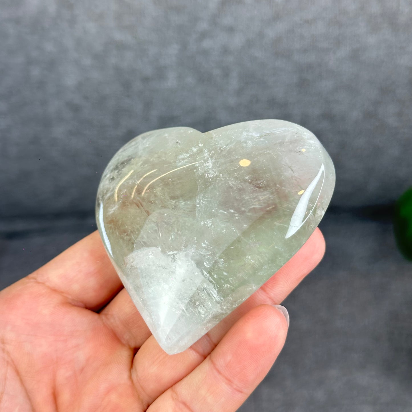 Natural Green Quartz Heart Figurine