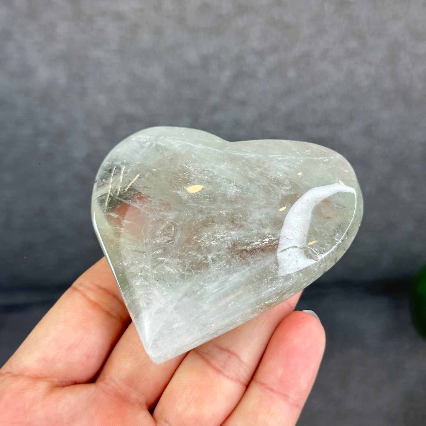 Natural Green Quartz Heart Figurine