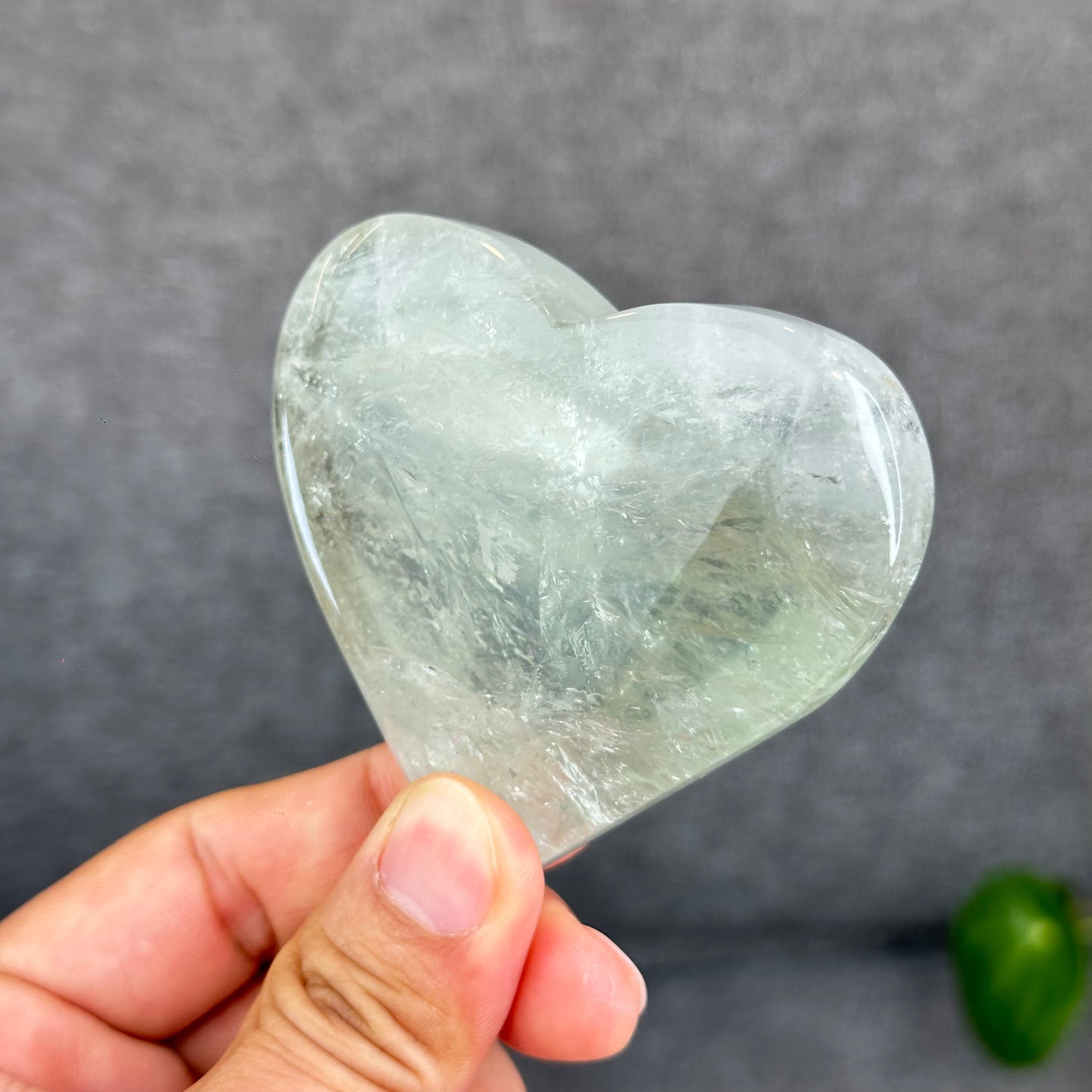Natural Green Quartz Heart Figurine