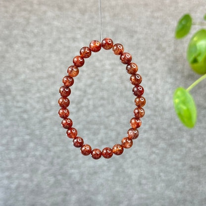 Natural Brown Rutilated Quartz Bracelet Size 7.5 mm
