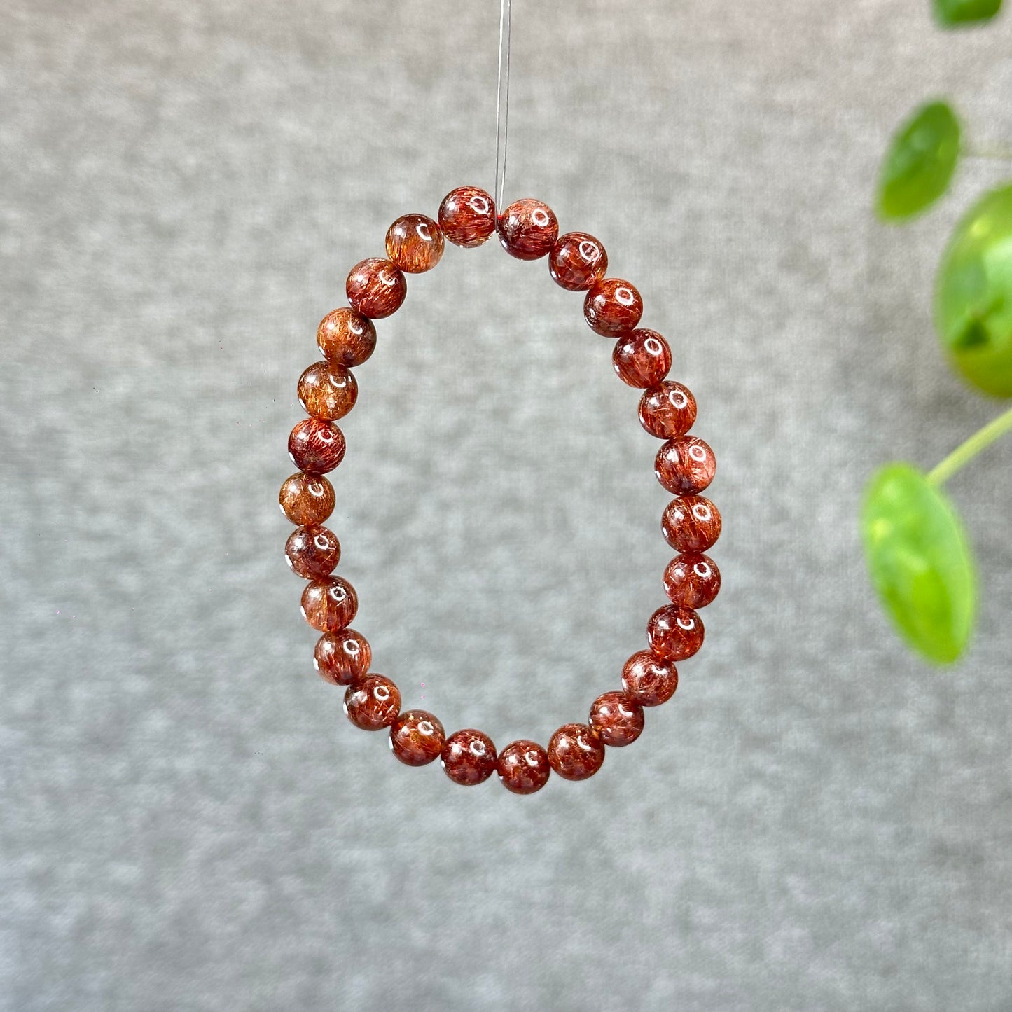 Natural Brown Rutilated Quartz Bracelet Size 7.5 mm