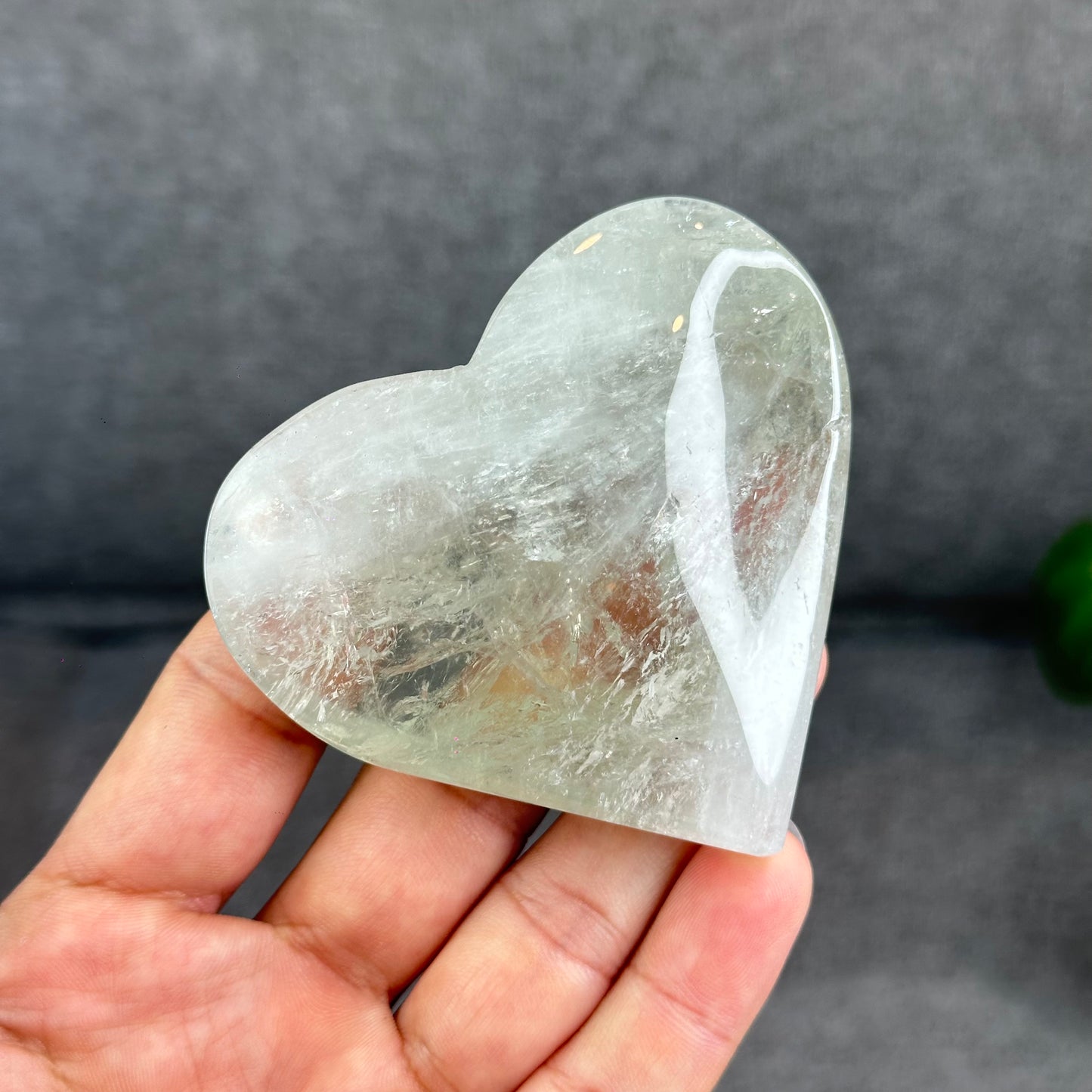 Natural Green Quartz Heart Figurine