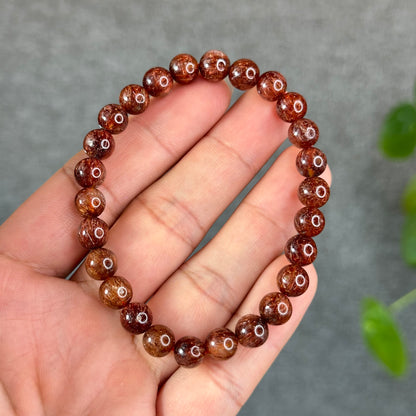 Natural Brown Rutilated Quartz Bracelet Size 7.5 mm
