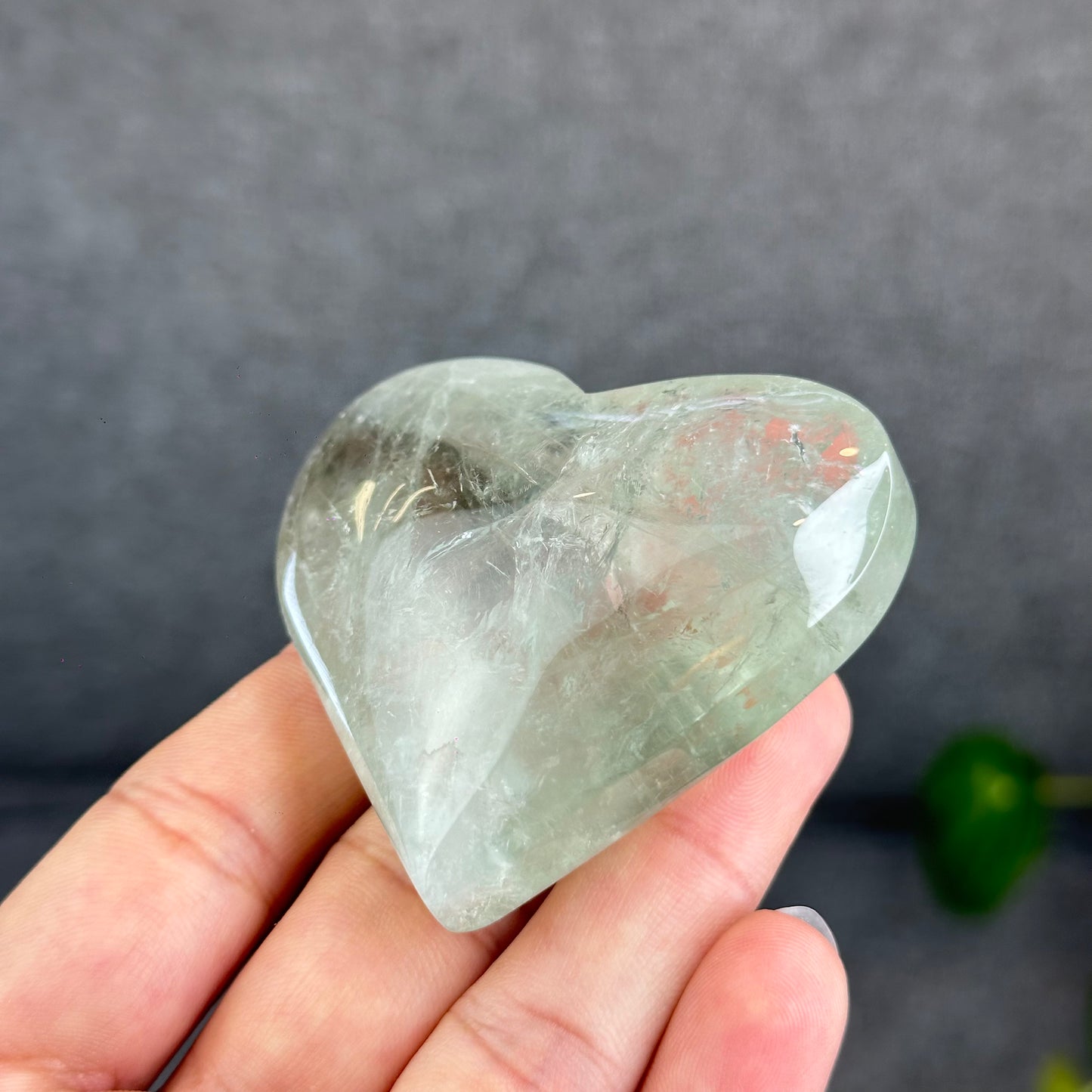 Natural Green Quartz Heart Figurine