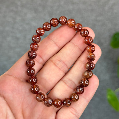 Natural Brown Rutilated Quartz Bracelet Size 7.5 mm