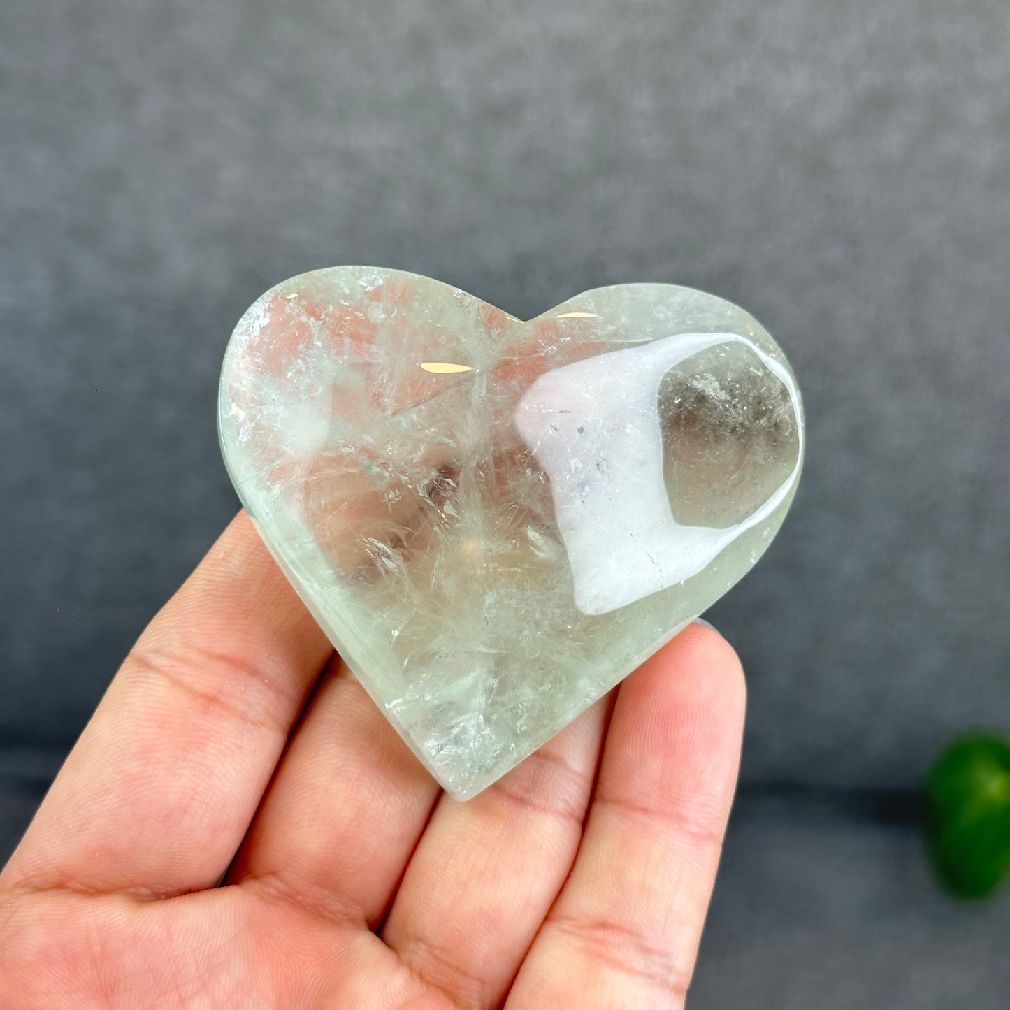 Natural Green Quartz Heart Figurine