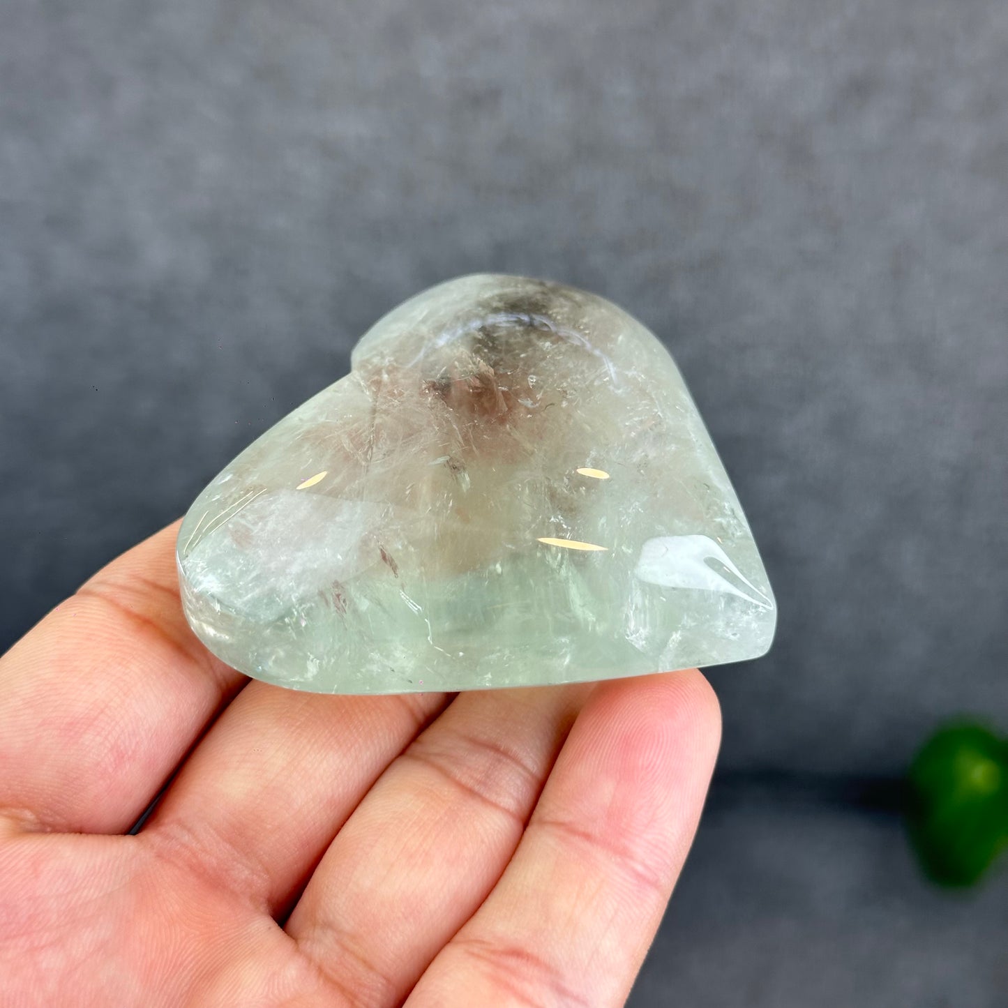 Natural Green Quartz Heart Figurine