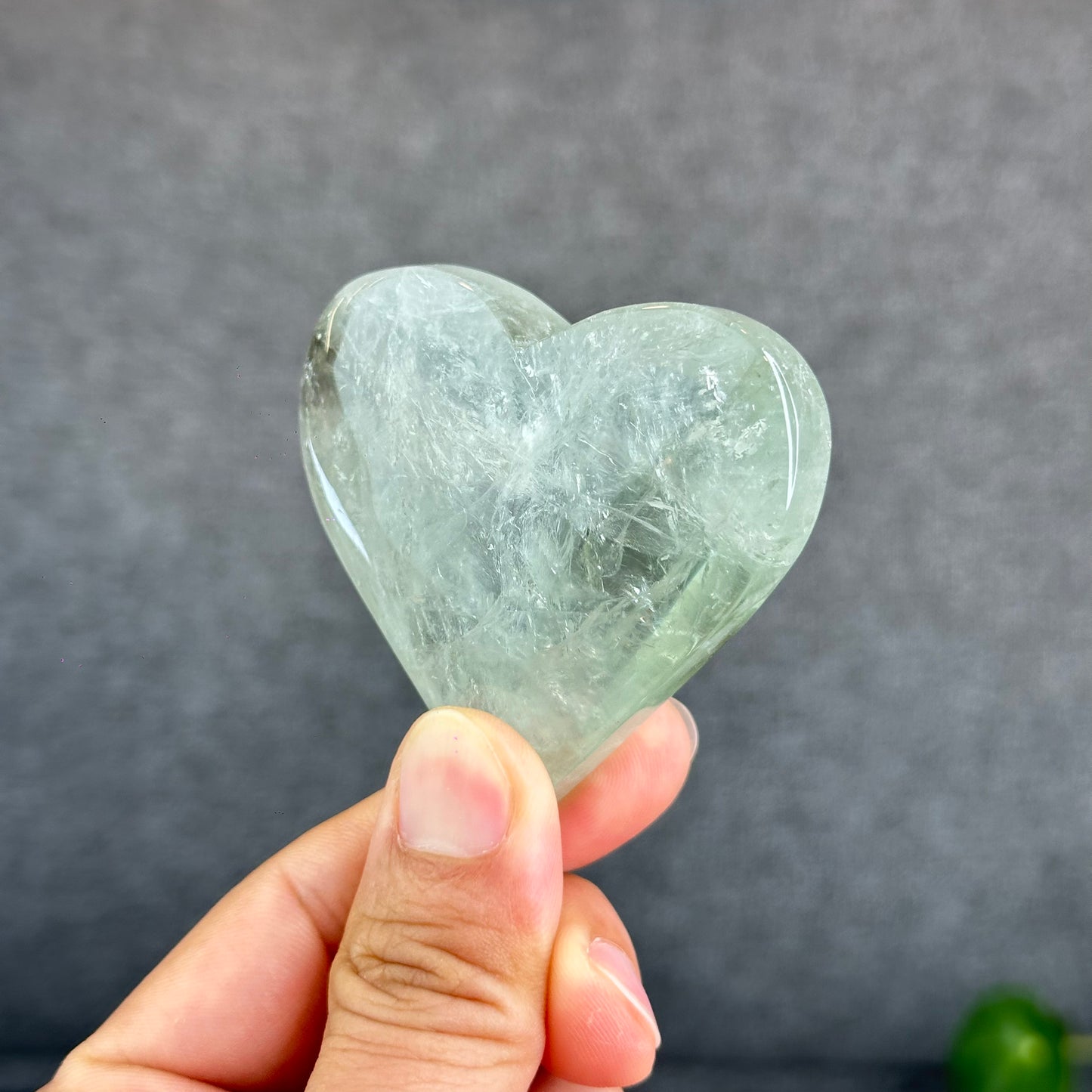 Natural Green Quartz Heart Figurine