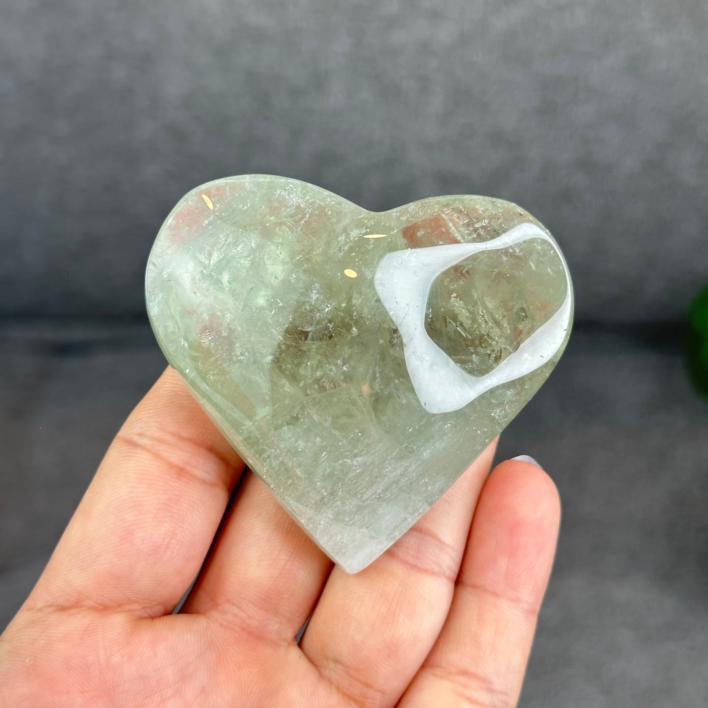 Natural Green Quartz Heart Figurine