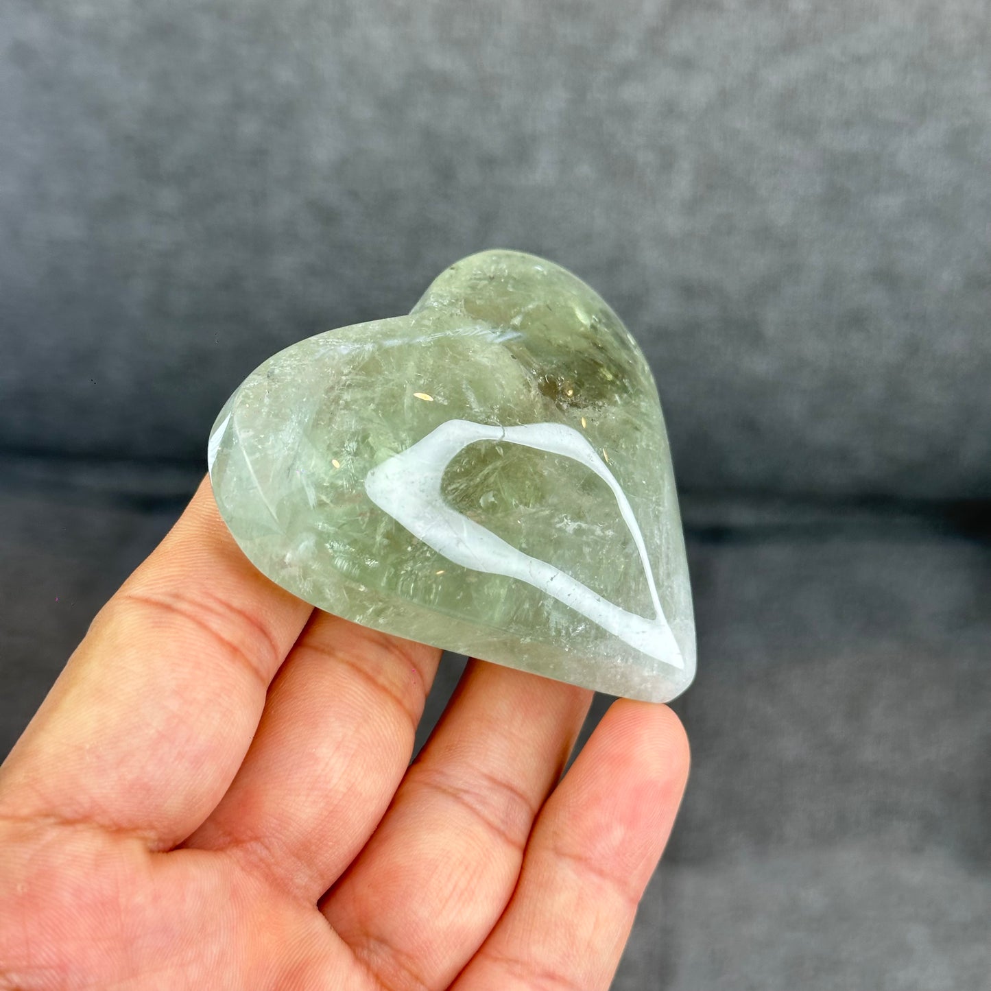 Natural Green Quartz Heart Figurine