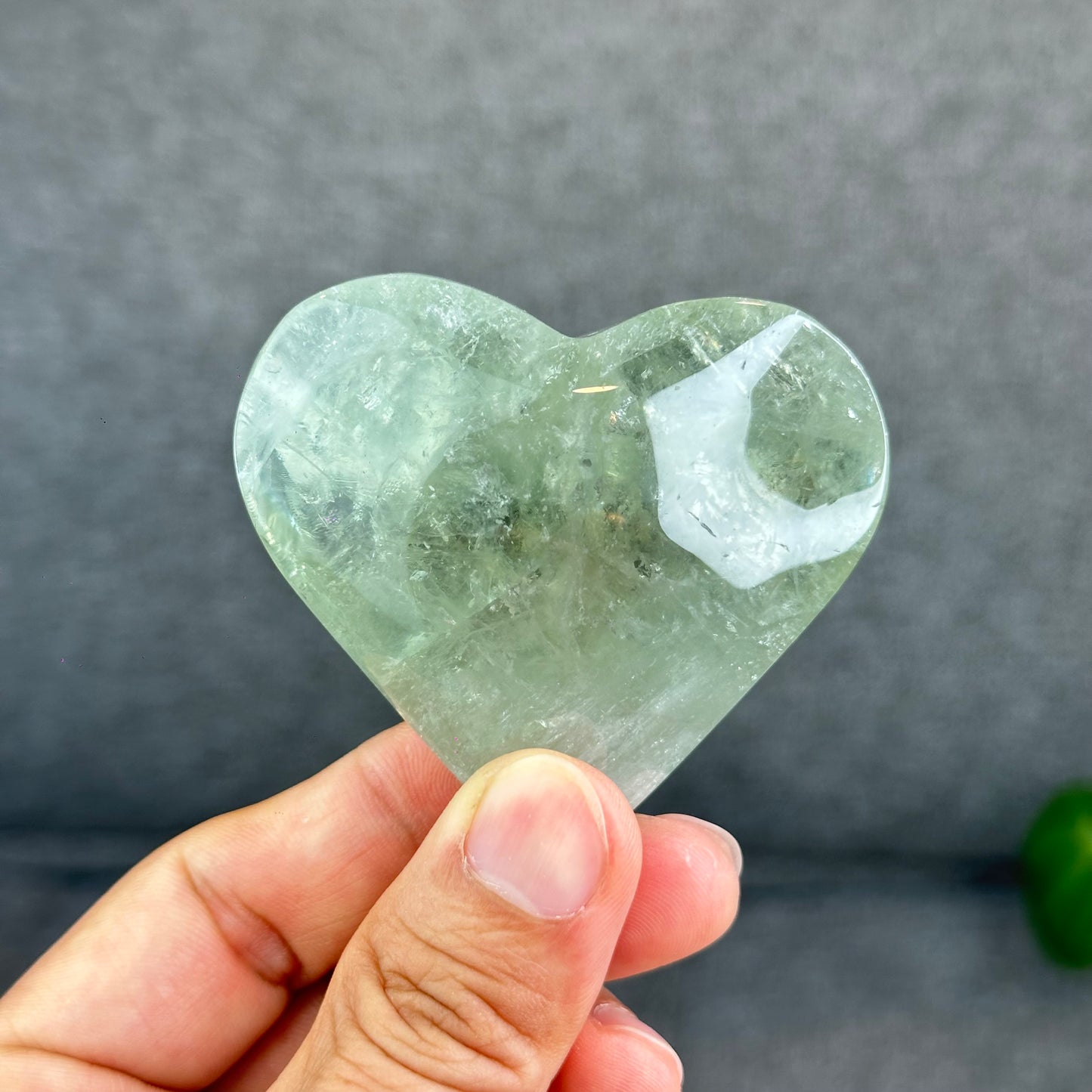 Natural Green Quartz Heart Figurine
