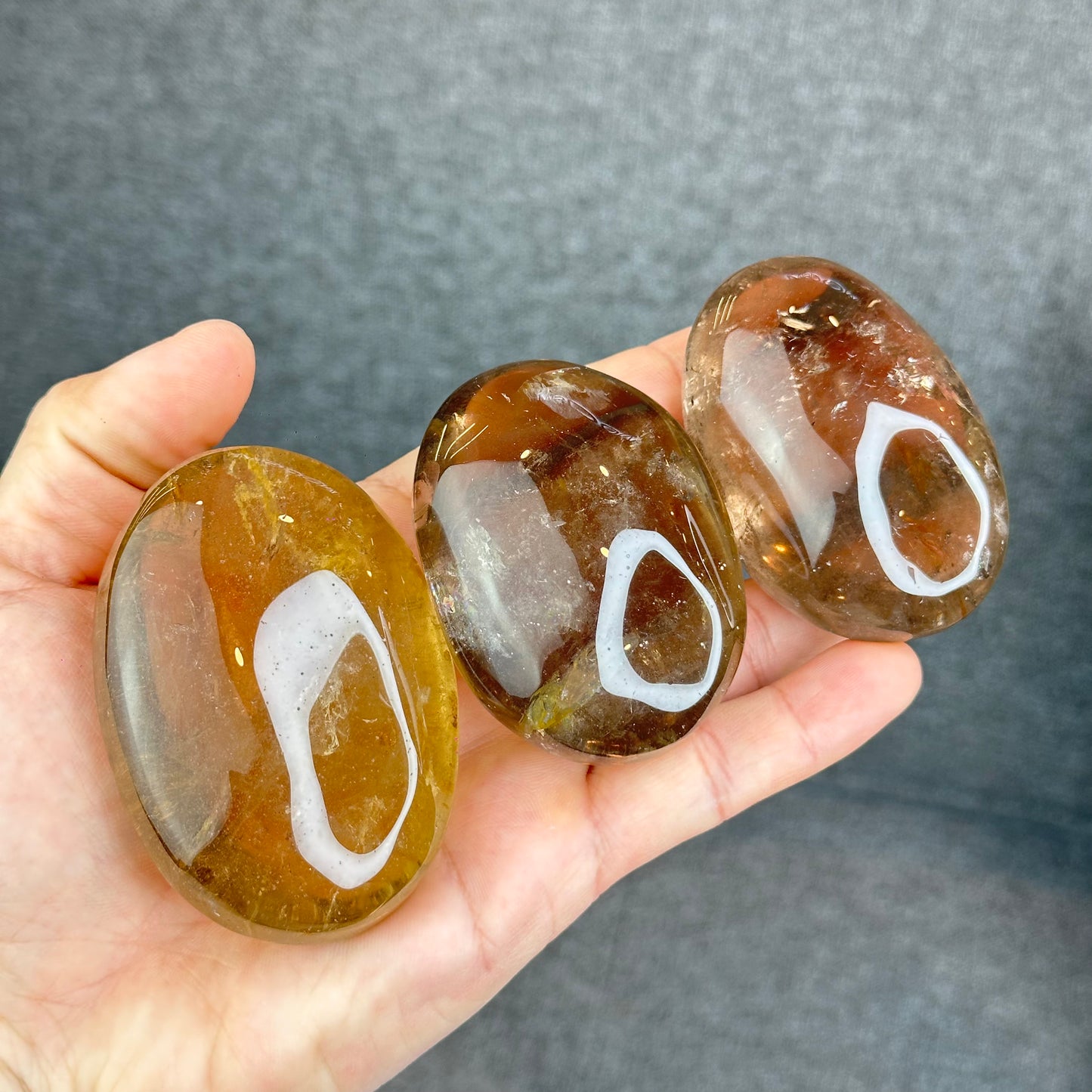 Natural Clear Smokey Quartz VIP Palm Stone