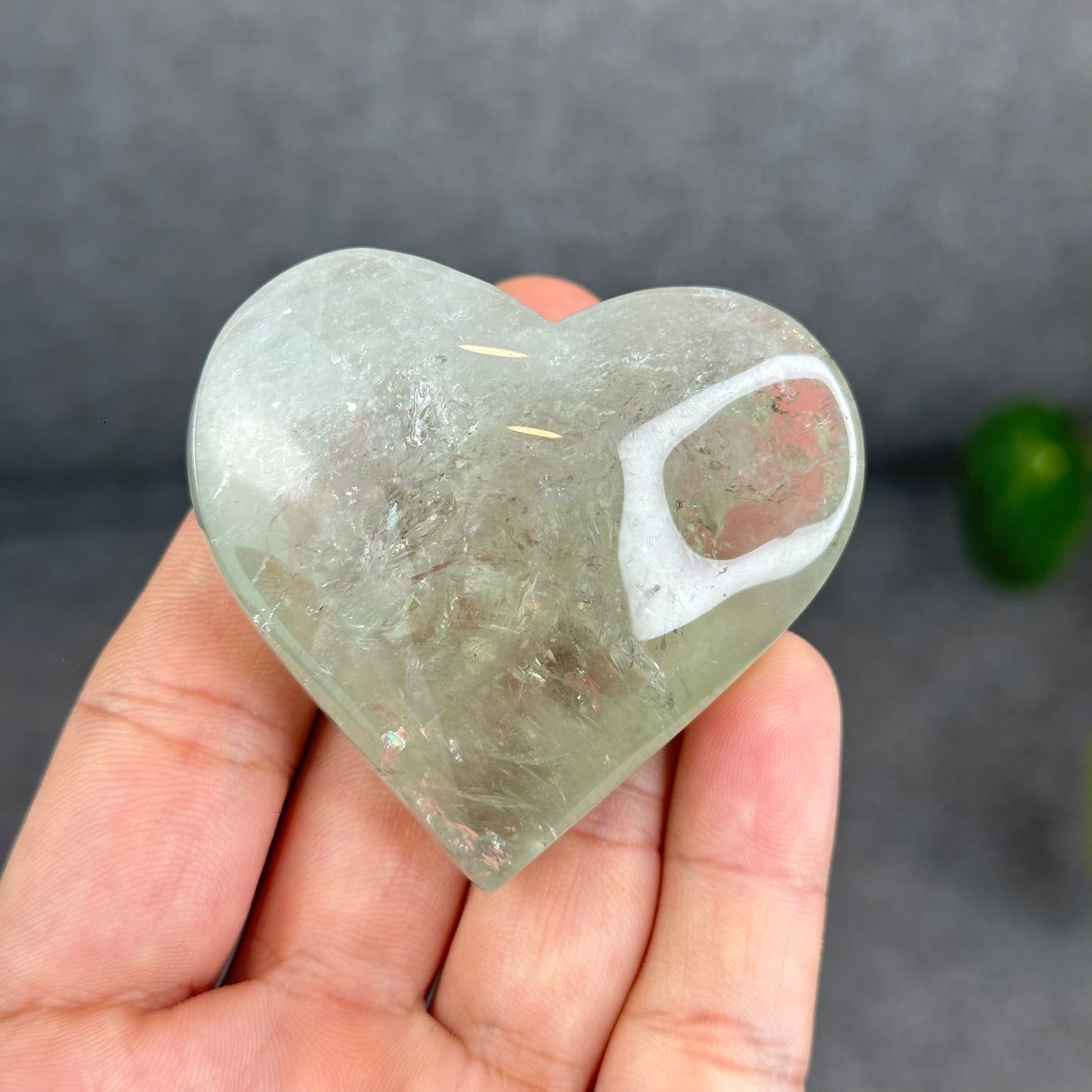 Natural Green Quartz Heart Figurine