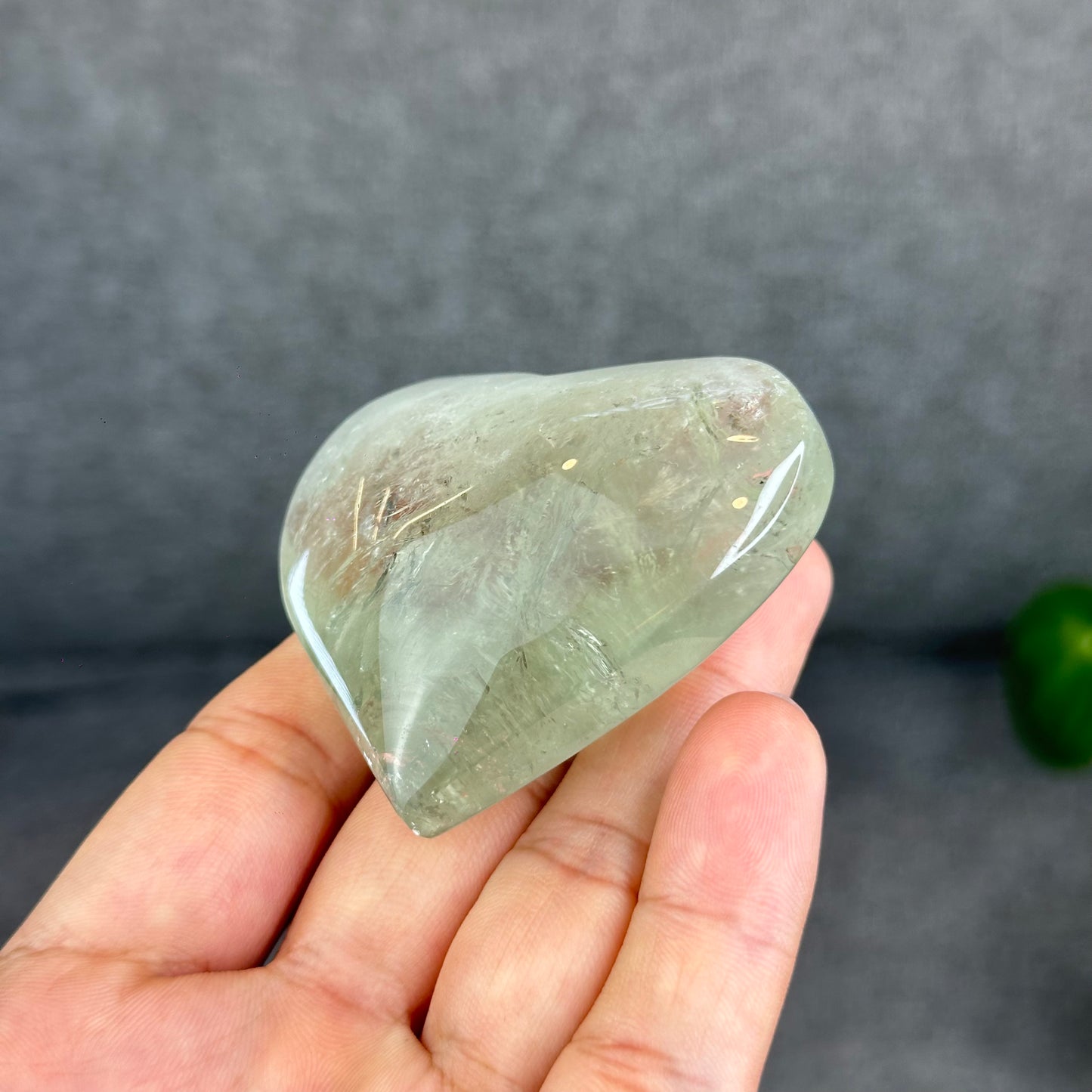 Natural Green Quartz Heart Figurine