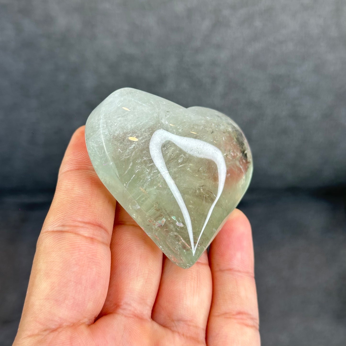 Natural Green Quartz Heart Figurine